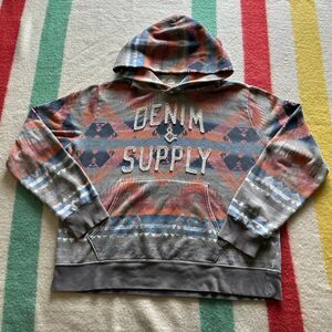 Vintage Denim & Supply Polo Ralph Lauren Aztec Navajo Hoodie Size XL